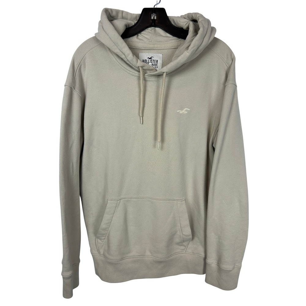 Hollister Tan Beige Pullover Hoodie Boyfriend‎ Sweater Seagull Logo Mens Small